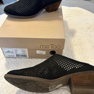 Me Too Zara Black Perforated Mules with Brown Heel NWT super cute!